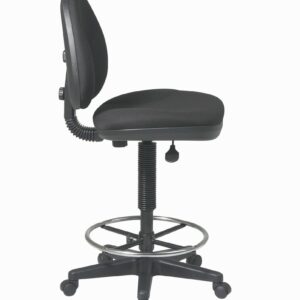 Office Star DC Series Drafting Chair with Sculptured Seat and Back, Built-in Lumbar Support and Adjustable Foot Ring, Icon Black Fabric