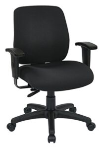 office star deluxe adjustable office task chair with ratchet back height adjustment and thick padded seat, with arms, coal freeflex