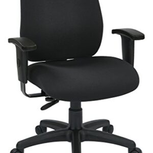 Office Star Deluxe Adjustable Office Task Chair with Ratchet Back Height Adjustment and Thick Padded Seat, with Arms, Coal FreeFlex