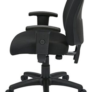 Office Star Deluxe Adjustable Office Task Chair with Ratchet Back Height Adjustment and Thick Padded Seat, with Arms, Coal FreeFlex
