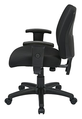 Office Star Deluxe Adjustable Office Task Chair with Ratchet Back Height Adjustment and Thick Padded Seat, with Arms, Coal FreeFlex