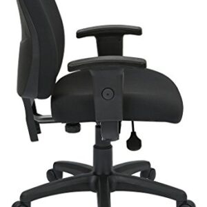 Office Star Deluxe Adjustable Office Task Chair with Ratchet Back Height Adjustment and Thick Padded Seat, with Arms, Coal FreeFlex