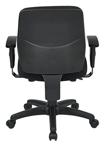 Office Star Deluxe Adjustable Office Task Chair with Ratchet Back Height Adjustment and Thick Padded Seat, with Arms, Coal FreeFlex