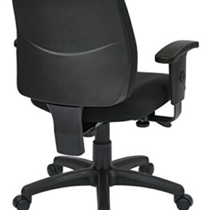 Office Star Deluxe Adjustable Office Task Chair with Ratchet Back Height Adjustment and Thick Padded Seat, with Arms, Coal FreeFlex