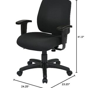 Office Star Deluxe Adjustable Office Task Chair with Ratchet Back Height Adjustment and Thick Padded Seat, with Arms, Coal FreeFlex