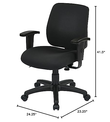 Office Star Deluxe Adjustable Office Task Chair with Ratchet Back Height Adjustment and Thick Padded Seat, with Arms, Coal FreeFlex