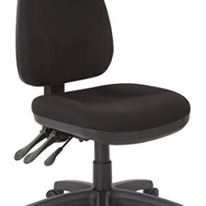 Office Star Ergonomic Dual Function Office Task Chair with Adjustable Padded Back and Built-in Lumbar Support, Armless, Icon Black Fabric