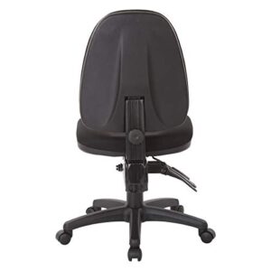 Office Star Ergonomic Dual Function Office Task Chair with Adjustable Padded Back and Built-in Lumbar Support, Armless, Icon Black Fabric