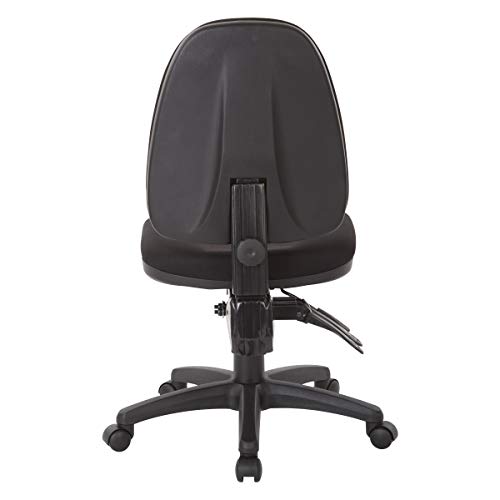 Office Star Ergonomic Dual Function Office Task Chair with Adjustable Padded Back and Built-in Lumbar Support, Armless, Icon Black Fabric