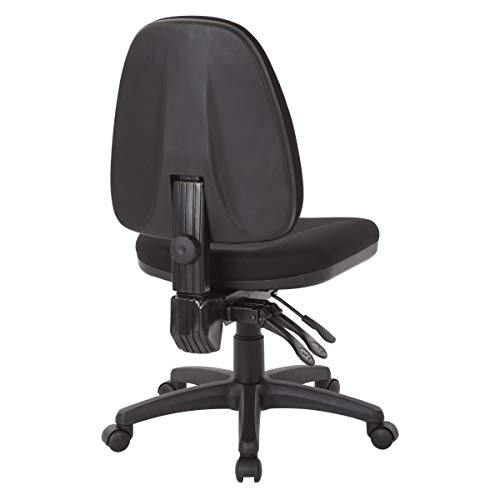 Office Star Ergonomic Dual Function Office Task Chair with Adjustable Padded Back and Built-in Lumbar Support, Armless, Icon Black Fabric
