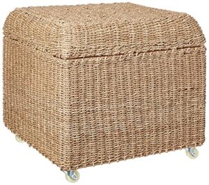 household essentials rolling seagrass wicker storage seat