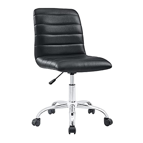 Modway Ripple Ribbed Armless Mid Back Swivel Computer Desk Office Chair In Black