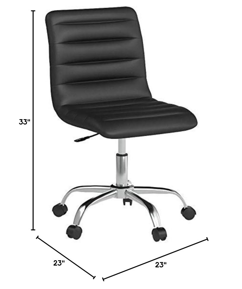 Modway Ripple Ribbed Armless Mid Back Swivel Computer Desk Office Chair In Black