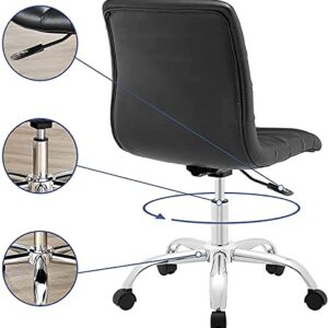 Modway Ripple Ribbed Armless Mid Back Swivel Computer Desk Office Chair In Black