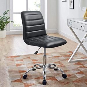 Modway Ripple Ribbed Armless Mid Back Swivel Computer Desk Office Chair In Black