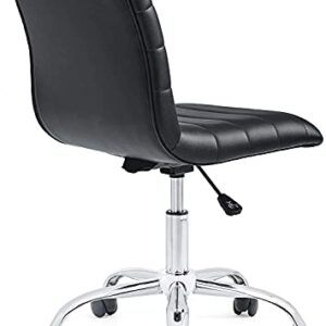 Modway Ripple Ribbed Armless Mid Back Swivel Computer Desk Office Chair In Black