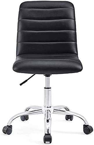 Modway Ripple Ribbed Armless Mid Back Swivel Computer Desk Office Chair In Black