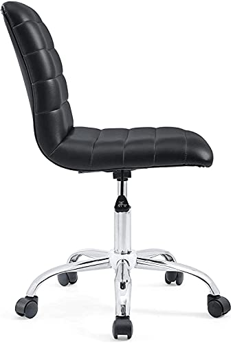 Modway Ripple Ribbed Armless Mid Back Swivel Computer Desk Office Chair In Black