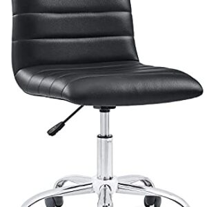 Modway Ripple Ribbed Armless Mid Back Swivel Computer Desk Office Chair In Black