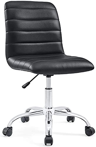 Modway Ripple Ribbed Armless Mid Back Swivel Computer Desk Office Chair In Black