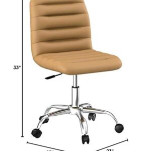 Modway Ripple Ribbed Armless Mid Back Swivel Computer Desk Office Chair In Tan