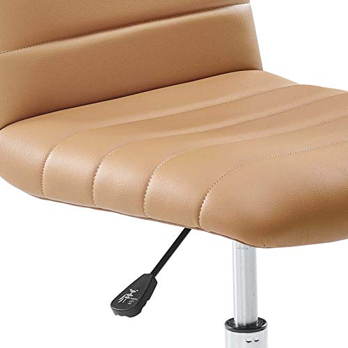 Modway Ripple Ribbed Armless Mid Back Swivel Computer Desk Office Chair In Tan