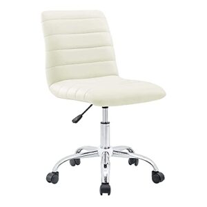 modway ripple ribbed armless mid back swivel conference office chair in white