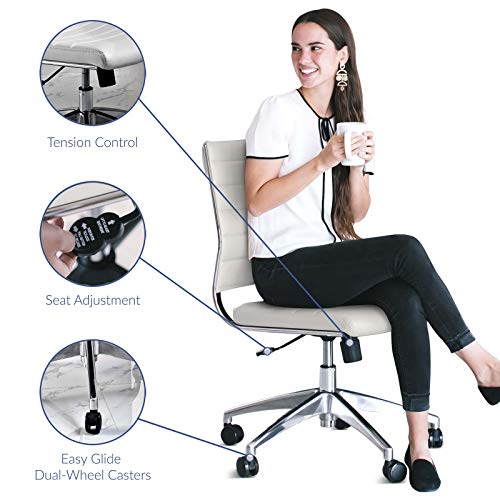 Modway Jive Ribbed Armless Mid Back Swivel Conference Chair In White