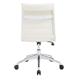 Modway Jive Ribbed Armless Mid Back Swivel Conference Chair In White