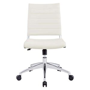 Modway Jive Ribbed Armless Mid Back Swivel Conference Chair In White