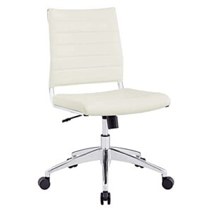 Modway Jive Ribbed Armless Mid Back Swivel Conference Chair In White