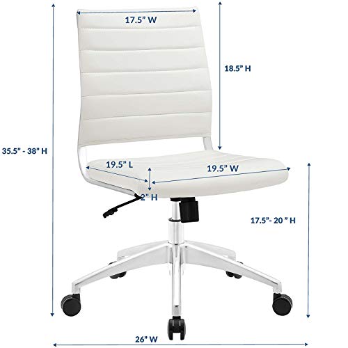 Modway Jive Ribbed Armless Mid Back Swivel Conference Chair In White