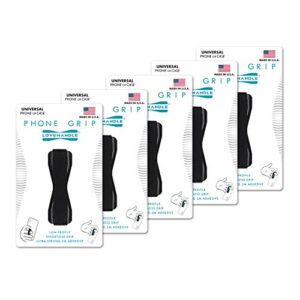 lovehandle phone grip for most smartphones and mini tablets - black elastic strap with black base - pack of 5 (lh-01-5packblack)
