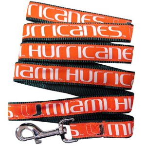 pets first collegiate pet accessories, dog leash, miami hurricanes, large