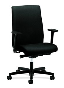hon ignition series mid-back work chair - upholstered computer chair for office desk, black (hiwm3)