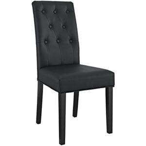 modway confer modern tufted faux leather upholstered parsons kitchen and dining room chair in black