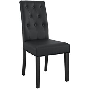 Modway Confer Modern Tufted Faux Leather Upholstered Parsons Kitchen and Dining Room Chair in Black