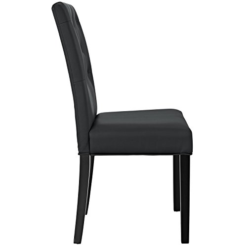 Modway Confer Modern Tufted Faux Leather Upholstered Parsons Kitchen and Dining Room Chair in Black