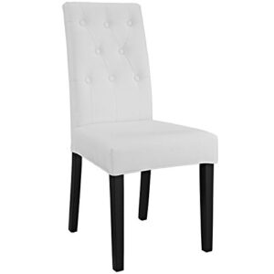 modway confer modern tufted faux leather upholstered parsons kitchen and dining room chair in white