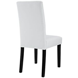 Modway Confer Modern Tufted Faux Leather Upholstered Parsons Kitchen and Dining Room Chair in White