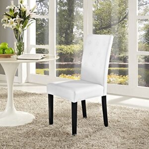 Modway Confer Modern Tufted Faux Leather Upholstered Parsons Kitchen and Dining Room Chair in White