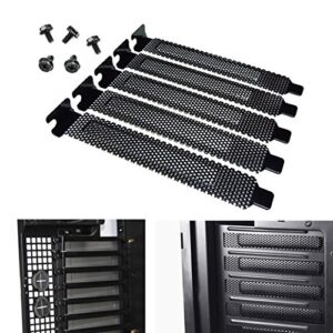 5pcs black pci slot cover dust filter blanking plate hard steel with screw
