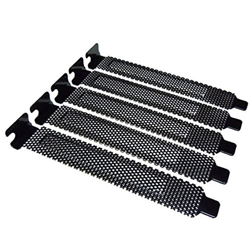 5pcs Black PCI Slot Cover Dust Filter Blanking Plate Hard Steel with Screw