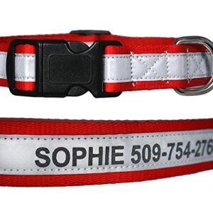 GoTags Personalized Reflective Dog Collars, Custom Engraved with Name and Phone Number, Adjustable Dog Collar with Quick Release Buckle, 3 Sizes for Puppy and Dogs, Small, Medium and Large