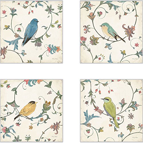 CoasterStone Bird's Gem Absorbent Coasters, 4-1/4-Inch, Set of 4
