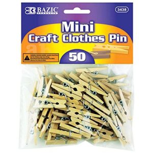 ddi 1193793 bazic mini natural clothespins 50-pack
