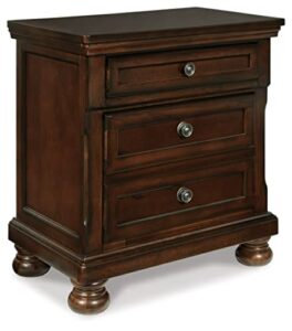 signature design by ashley porter classic 2 drawer nightstand with dovetail and ball-bearing construction, dark brown