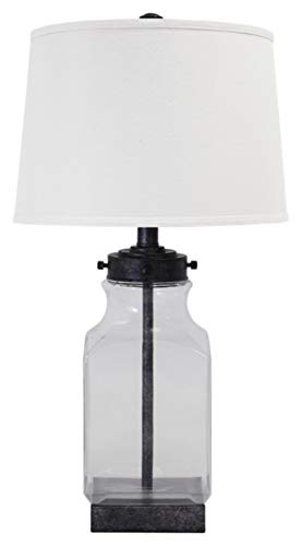 Signature Design by Ashley Sharolyn Modern Farmhouse 30.13" Glass Table Lamp, Silver