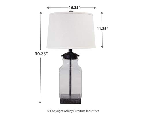 Signature Design by Ashley Sharolyn Modern Farmhouse 30.13" Glass Table Lamp, Silver