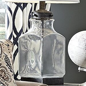 Signature Design by Ashley Sharolyn Modern Farmhouse 30.13" Glass Table Lamp, Silver